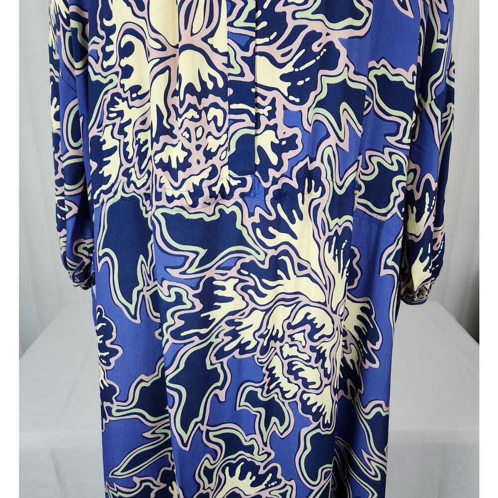 Closed Emily Maxi Dress Oversized Silk Blend Blue Abstract Print Size XXS NWOT - Picture 11 of 16